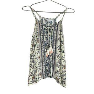 LUQ Boho Floral Cami Top Tassel Tie Y2K S